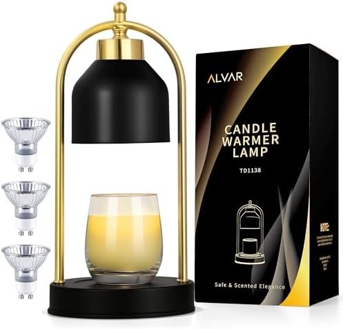 Alvar Candle Warmer Lamp, Electric Candle Lamp Warmer, for Mom, House Warming Gifts New Home Bedroom Decor Dimmable Wax Melt Warmer for Scented Wax with 3 Bulbs