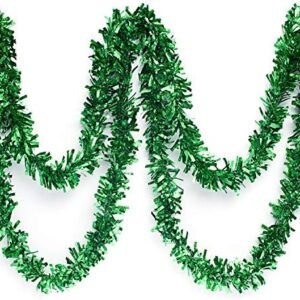 Anderson's Iridescent Shimmer/Glitter Sparkle Garland, Green - 4 inches Wide x 25 feet Long, Parade Float Decorations for Trailer Or Golf Cart, Christmas Garland Décor for Home and Party