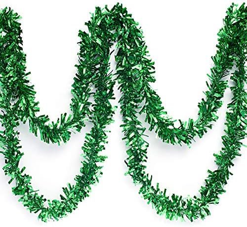 Anderson's Iridescent Shimmer/Glitter Sparkle Garland, Green - 4 inches Wide x 25 feet Long, Parade Float Decorations for Trailer Or Golf Cart, Christmas Garland Décor for Home and Party