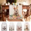 Aofmee Easter Table Runner, Bunny Flowers Easter Runner for Table, Spring Summer Seasonal Holiday Farmhouse Rustic Kitchen Dining Table Decorations for Indoor Outdoor Home Party Decor, Easy to Clean