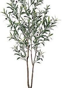 Artificial Olive Trees, 5 ft Tall Fake Olive Trees for Indoor, Faux Olive Silk Tree, Large Olive Plants with White Planter for Home Decor and Housewarming Gift, 1 Pack