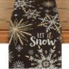 Artoid Mode Black Snowflake Let It Snow Winter Table Runner, Seasonal Christmas Kitchen Dining Table Decoration for Home Party Decor 13x72 Inch