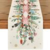 Artoid Mode Nutcracker Floral Holly Christmas Table Runner, Seasonal Winter Kitchen Dining Table Decoration for Home Party Decor 13x108 Inch