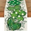 Artoid Mode Shamrock Eucalyptus Heart St. Patrick's Day Table Runner,Seasonal Spring Kitchen Dining Table Decoration for Home Party Decor 13x60 Inch