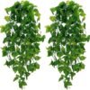 BLEUM CADE Fake Hanging Plants, 2pcs Artificial Hanging Plant, Faux Pothos Vines Hanging Plant Greenery for Wall Home Living Room Indoor Outdoor Decor (No Baskets)