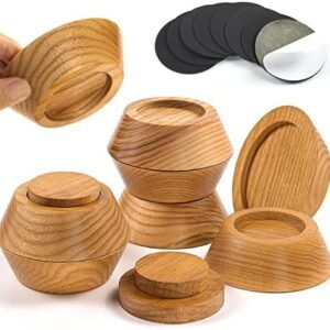 Bed Risers Furniture Risers (Set of 8) Lifts Height 1", 2", 3" or 4", Solid Natural Wood Risers, Non-Slip Recessed Hole to Heavy Bed/Furniture (Natural Color)