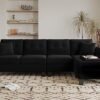 Belffin Black Velvet Sectional Couch L Shaped Sofa 4 Seat Sofa with Chaise Convertible L-Shaped Couches Reversible Sectional Sofa Black