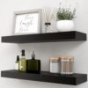 Black Floating Shelves Set of 2, Wall Mounted Small Shelves for Room, Modern Hanging Shelves for Wall Decor, Display Wall Storage Shelves for Living Room, Bedroom, Bathroom, Kitchen - Black