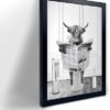 Black Framed Bathroom Decor,Funny Highland Cow Wall Art in Bathtub, Black and White Canvas Cow In Bathroom Picture, Humor Animals Bathroom Artwork Prints, Bedroom, Kids Bathroom Decor