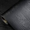 Black Wallpaper - Wood Peel and Stick Wallpaper – Black Wood Self-Adhesive & Removable Wallpaper for Countertop Furniture Kitchen Wall, Realistic Wood Sensation, Easy to Clean, 17.7” × 118” Vinyl