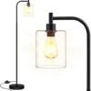 BoostArea Standing Lamp with Glass Shade, Modern Industrial Floor Lamp with Foot Switch, Bright 6W LED for Living Room and Bedroom