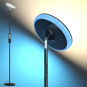 Bright Floor Lamp,42W 3700LM LED Torchiere Floor Lamps for Living Room, 71in. Modern Tall Standing Lamp with Remote,Color & Brightness Dimmable Sky Light,1/2/3H Timer for Bedroom,Office-Black