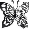 Butterfly Decoration Wall Art Boho Home Decor Hanging Appearance Metal Flower for Bedroom Living Room Wall,Black(Medium)