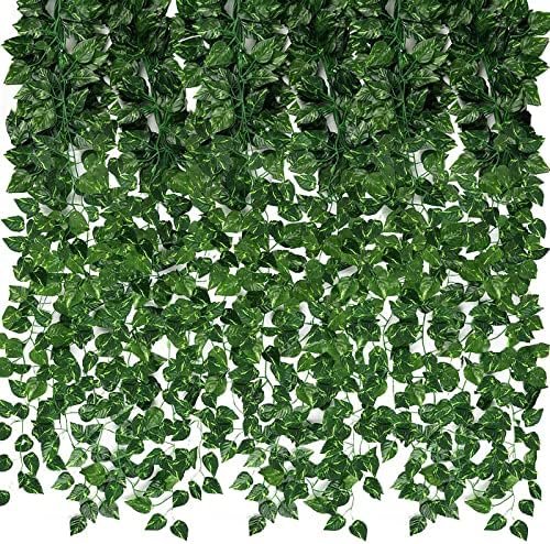 CEWOR 24 Pack 173ft Artificial Ivy Greenery Garland, Fake Vines Hanging Plants Backdrop for Room Bedroom Wall Decor, Green Leaves for Jungle Theme Party Wedding Decoration