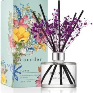 COCODOR Preserved Flower Reed Diffuser/Garden Lavender/6.7oz/1Pack/Home Fragrance Scent Essential Oil Stick Diffuser for Bedroom Bathroom Home Décor