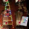 Christmas Outdoor Light Decor, LED Ladder Lights with Climbing Santa, USB Christmas Outside Decorations Lights for Indoor Outdoor, Window, Garden, Home, Wall, Christmas Tree (75CM