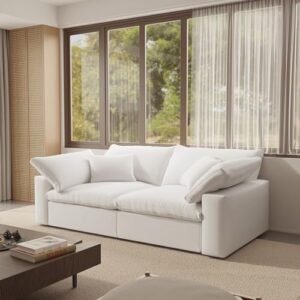 Cloud Modular Sectional Sofa 83.4" Down Filled Sofa Modern Minimalist Couches for Living Room,Sectional Sofa Deep Seat Removable Sofa Cover Couch White