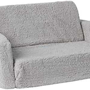 Cozee Flip-Out Sherpa 2-in-1 Convertible Sofa to Lounger for Kids, Grey