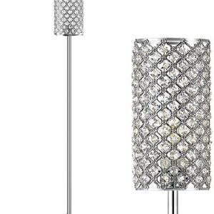 Crystal Floor Lamps - Modern Silver Standing Lamp with 3 CCT LED Bulbs for Elegant Home Decor Living Room and Bedroom Lighting