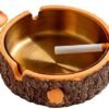 Cute Mushroom Ashtray with Stainless Steel Tray for Cigarette, Natural Resin Ash Tray for Indoor or Outdoor use, Ash Holder for Home and Garden Decor (Medium)