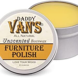 Daddy Van's All Natural Unscented Beeswax Furniture Polish - Food Safe Wood Conditioning Salve Nourishes and Protects Furniture, Cabinets, Antiques and Butcher Block