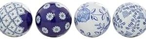 Deco 79 Ceramic Round Orbs & Vase Filler with Varying Patterns, Set of 6 3"D, Blue