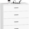 Dresser with Power Outlets Wooden 4 Drawer Dresser with USB and Type C Port Chest of Drawers for Bedroom Tall White Dresser Storage for Living Room Hallway Closet