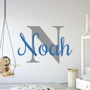 EGD Personalized Multiple Font Wall Stickers for Baby Girl or Boy I Custom Name & Initial for Nursery Wall Decor I Wall Decal for Child Room Decorations I Multiple Sizes and Colors Options