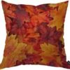 EKOBLA Maple Leaves Throw Pillow Cover Orange Autumn Harvest Red Forest Tree Seasonal Thanksgiving Cozy Square Cushion Case for Men Women Boys Girls Room Home Decor Cotton Linen 18x18 Inch