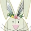 Easter Bunny Decorations for Front Door Decor, Cute Wooden Rabbit Sign Easter Wall Hanging Plaque Art, Hanger for Home Outdoor Porch Spring Indoor Garden