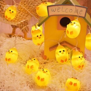 Easter Chicks String Lights Battery Operated, 10 ft 20 LED Easter Decor Spring Fairy Lights for Home Indoor Outdoor Easter Basket Eggs Party Seasonal Bedroom Decor