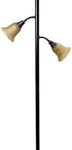 Elegant Designs LF2002-RBZ 3 Light Floor Lamp with Scalloped Glass Shades, Restoration Bronze/Champagne