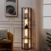 FENLO Fancy - 64" Display Shelf with Lights, LED Shelf Floor Lamps for Living Room, Corner Shelf with 3 Level Brightness LED, Black