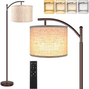 Floor Lamp for Living Room, 4 Color Temperature LED Floor Lamp with Remote Control & Foot Switch, LED Bulb Included, Modern Standing Lamp for Bedroom, Study Room, Office - Oil Rubbed Bronze