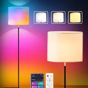 Floor Lamp for Living Room Standing Lamp Tall Lamps with Remote for Bedroom Office,Smart LED Dimmable Floor Lamp with Timer,Modern Corner Lamp with 7 Color Lights & 3 Speeds Color Changing