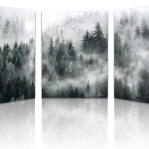 Framed Wall Decor Living Room Canvas Wall Art For Bedroom Office Decoration Foggy Forest Trees Scenery Wall Painting Landscape Wall Prints Ready To Hang Home Decor 12" X 16" 3 Piece