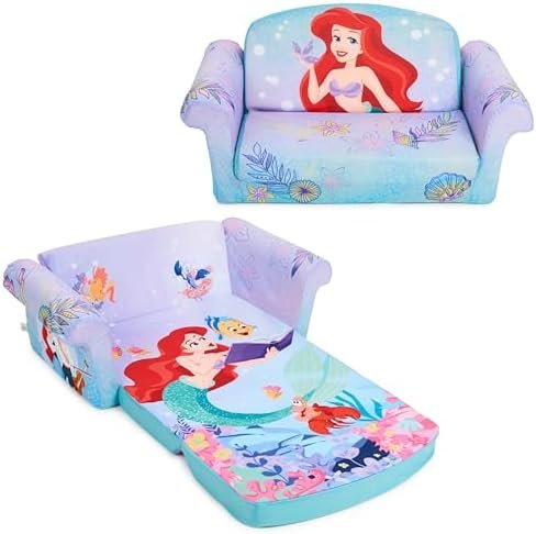 Furniture, Children's 2-in-1 Flip Open Foam Compressed Sofa, Disney's The Little Mermaid