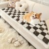 Fuzzy Couch Covers for Pets, Couch Protector for Dogs Garden Chic Cotton Protective Couch Cover, Pet Mat Bed Couch Cover (27.6 x 59.06in, Black)