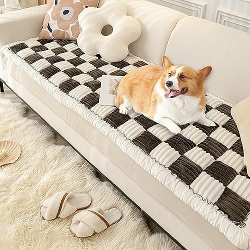 Fuzzy Couch Covers for Pets, Couch Protector for Dogs Garden Chic Cotton Protective Couch Cover, Pet Mat Bed Couch Cover (27.6 x 59.06in, Black)