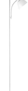 Globe Electric 67136 72" Torchiere Floor Lamp + Adjustable Reading Light, Matte White, Frosted Plastic Shade, 3-Step Rotary Switch on Socket, Living Room Décor, Reading Light, Home Essentials