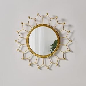 Gold Mirrors for Wall - Metal Sunburst Wall Mirror Room Decor & Home Decor, Boho Mirror Wall Decor Gifts for Women & Moms (Medium, Sun Flower)