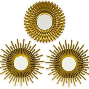 Gold Mirrors for Wall Pack of 3 - BONNYCO | Wall Mirrors for Room Decor & Home Decor | Gold Round Mirrors for Wall Decor | Circle Mirrors Modern Wall Decor Gifts for Women & Moms | Decorative Mirrors