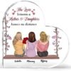 Gossby Personalized Heart-shaped Mom Acrylic Plaque - Custom Birthday Mothers Day Gift For Mom With Design, Name - Daughter Mom Gifts - Transparent Mothers Day Desktop Home Decors - 2 Daughters