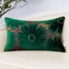 Green Farmhouse Flower Lumbar Throw Pillow Cover Floral Velvet Cushion Case Modern Jacquard Oblong Pillowcase for Sofa Couch Bedroom Living Room Home Decor, 12x20 Inch