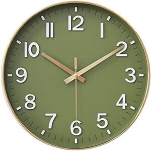 HZDHCLH Wall Clocks Battery Operated,12 inch Silent Non Ticking Modern Wall Clock for Living Room Bedroom Kitchen Office Classroom Decor (Olive Green)