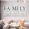 Home Family Wall Decor, Set of 3 Inspirational Canvas Prints Black and White Framed Canvas Art Paintings Wood Wall Decoration for Dining Room Bedroom Living Room 12"x16"