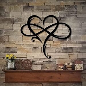 Infinity Heart Metal Wall Decor Art Eternal Love Infinite Heart wall decor Unique Love Sign Plaque Steel Art Geometric Bedroom Ornaments for Home Wedding Family Living Room Christmas Presents Gifts