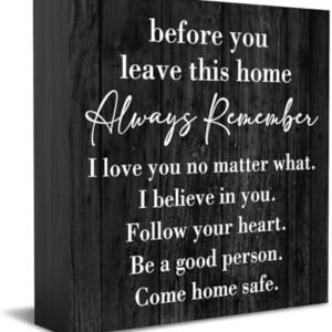 Inspirational Home Farmhouse Decor Desk Decor Wooden Box Sign Always Remember You are Braver Than You Think Rustic Black Wood Block Plaque Box Sign for Women Family Friends Shelf Table Decoration