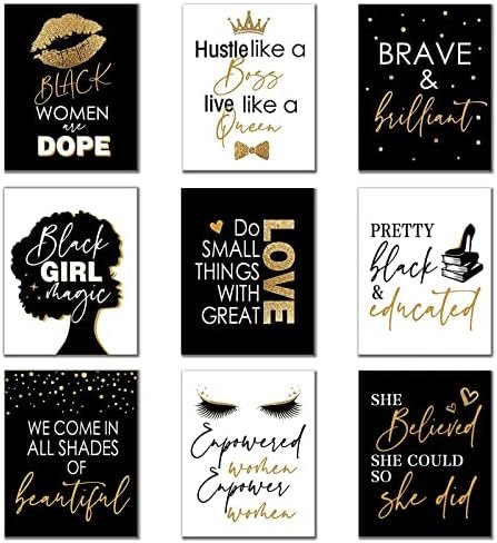 Inspirational Wall Décor Teen Black Girls Bedroom Décor Makeup Lash Lips Wall Art Poster, Motivational Design for Bathroom Beauty Salon Room Spa Classroom office Decor, 8 x 10 Inch, Unframed