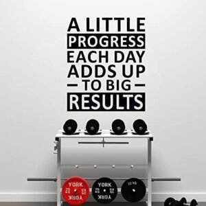 Inspirational Wall Stickers, Office Wall Decals, (Easy to Install), Wall Decor Quotes Teamwork Gym Bedroom Motivational Women Positive Poster Family Art Home Vinyl, A Little Progress Each Day 15"X18"